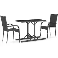 vidaXL Set de salon de jardin "Parum" en rotin PE (polyéthylène), acier revêtu par poudre en noir. Dimensions (L/H/P) 55x95x53 cm