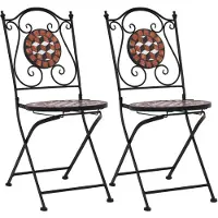 vidaXL Chaises de bistrot Mosaïque 2 pcs. Céramique Marron