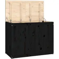 vidaXL Boîte à linge Noir 88,5x44x66 cm Bois massif de pin