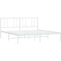 vidaXL Cadre de lit avec tête de lit en métal blanc 193x203 cm