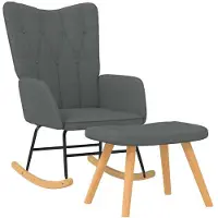vidaXL Chaise à bascule avec repose-pied Gris foncé Tissu