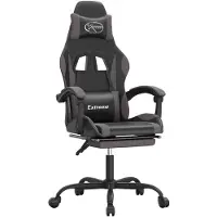 vidaXL Chaise de jeu avec repose-pieds Pivotante Noir & Gris Similicuir
