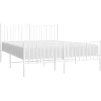 vidaXL Cadre de lit avec tête et pied de lit en métal blanc 150x200 cm