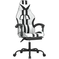 vidaXL Chaise de jeu pivotante et repose-pied Blanc et noir Similicuir