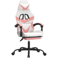 vidaXL Chaise de jeu avec repose-pieds Blanc et rose Similicuir