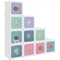 vidaXL Armoire de rangement cubique pour enfants avec 10 cubes en PP blanc