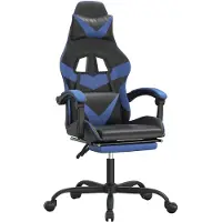 vidaXL Chaise de jeu pivotante et repose-pied Noir et bleu Similicuir