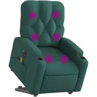vidaXL Fauteuil de massage électrique avec releveur Tissu vert foncé
