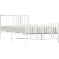 vidaXL Cadre de lit avec tête et pied de lit en métal blanc 107x203 cm