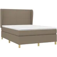 vidaXL Lit boxspring avec matelas Taupe 140x190 cm Tissu