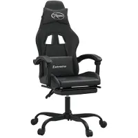 vidaXL Chaise de jeu pivotante avec repose-pied Noir Similicuir