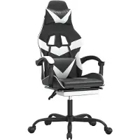 vidaXL Chaise de jeu avec repose-pieds noir et blanc similicuir