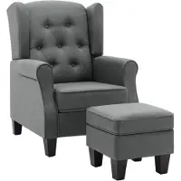 vidaXL Fauteuil avec repose-pieds Tissu gris clair