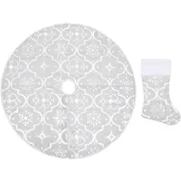 vidaXL Jupe de sapin de Noël de luxe avec chaussette Blanc 122cm Tissu