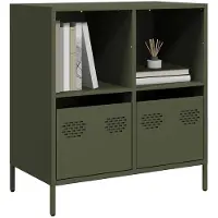 vidaXL Sideboard vert olive 68x39x73,5 cm Acier laminé à froid
