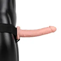 Realrock Gode à Sangle Creux Vibrante 24,5 Cm Brun