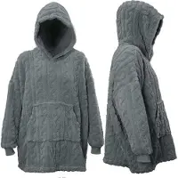 Unique living FELPA CON CAPPUCCIO DESIGN A MAGLIA, 70X50X87CM, GRIGIO SCURO, NATALE, PILE, SOFFICE, CALDO, INVERNO, REGALO