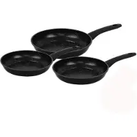 Herzberg Set de 3 casseroles forgées avec surface en marbre bleu