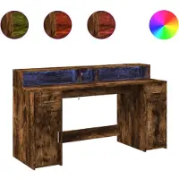 vidaXL Bureau LED chêne fumé 160x55x91 cm bois composite