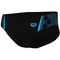 Arena Men's Swim Briefs Graphic Slips de Bain, Noir-Turquoise, 90 Homme