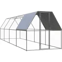 vidaXL Cage à poules d'extérieur 2x8x2 m Acier galvanisé