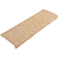 vidaXL Tapis d'escalier 15 pièces 65 x 21 x 4 cm Marron clair Bord rectangulaire