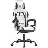 vidaXL Chaise de jeu avec repose-pieds Blanc et noir Similicuir