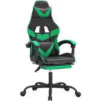 vidaXL Chaise de jeu avec repose-pieds Noir et vert Similicuir