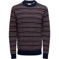 Only & Sons Pull-over 'ONSMusa' bleu marine / lie de vin / blanc