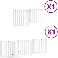 vidaXL Porte pour chien 9 pièces avec porte Pliable Blanc 450 cm Bois de peuplier