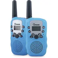 Qware Set Walkie-Talkie - Portée 3 km, 10 canaux & lampe de poche Bleu