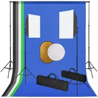 vidaXL Kit de studio photo avec lampes toile de fond et réflecteur