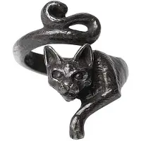 Alchemy Gothic Bague Gothic de - Le Chat Noir Ring - pour Femme - noir - Taille L-XL