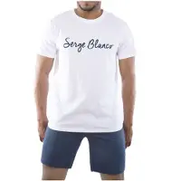 Serge Blanco Ensemble pyjama pour homme blanc/bleu - Taille XL