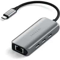 Satechi 4-in-1 Hub USB-C avec Ethernet – 3 ports USB-C 3.2 Gen2 – 1 port Ethernet 2.5Gb – Connexion d'entrée principale Type-C, USB 3.2 Gen2