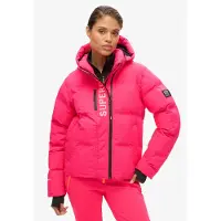 Superdry Femme Doudoune de ski Droite à Capuche Rose Taille: 42