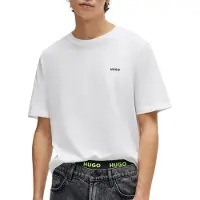 HUGO T-Shirt 'Dero' bleu foncé / blanc