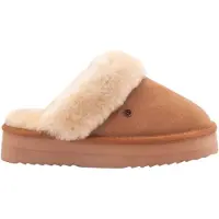 Warmbat Flurry Plateau Pantoffels Open - Cognac - Maat 36