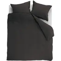 Ambiante Housse de Couette Ambiante Uni Anthracite Coton-240 x 220 cm | Lits-Jumeaux
