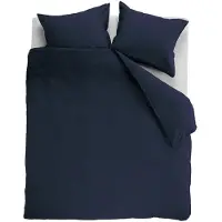 Ambiante Housse de Couette Ambiante Uni Bleu Foncé Coton-200 x 200 / 220 cm | 2-personnes