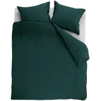 Ambiante Housse de Couette Ambiante Uni Vert Foncé Coton-260 x 240 cm | Extra Large