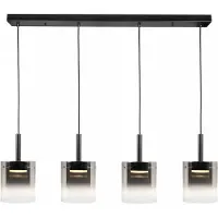 Highlight Suspension 5 lumières Salerno noir avec verre fumé