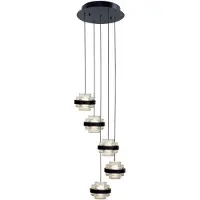 Highlight Suspension Dynasty Verre transparent noir à 3 lumières