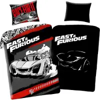 Halantex SP. z.o.o. Literie lumineuse 140x200 Fast and Furious rouge noir FF-7643BL taie d'oreiller 70x90 Halantex