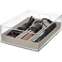 SmartaSaker Boîte de Rangement pour Soins Capillaires iDesign The Home Edit Grey (37,5 x 24,1 cm)