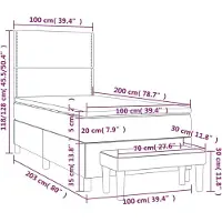 vidaXL Lit boxspring avec matelas noir 100x200 cm tissu
