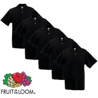 Fruit Of The Loom 5 pcs Polo Homme Noir Original S