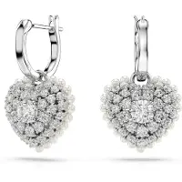 Swarovski Hyperbola Drop Boucles d'oreilles Coeur Blanc, (Métal )