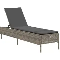 vidaXL Chaise longue avec support Gris Poly rotin