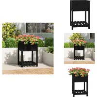 vidaXL Jardinière avec étagère Noir 54x54x81 cm Bois massif de pin